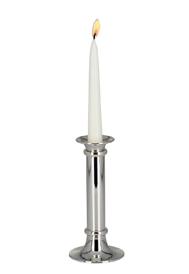 versilbert und anlaufgesch/ützt Windlicht mit Kerze H 25,5 cm